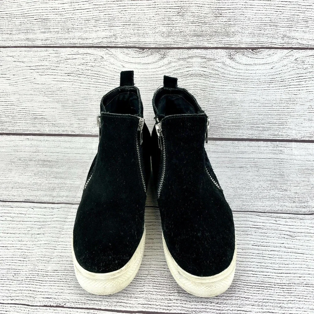 Steve Madden Wedgie Black Leather Casual Zip Up Ankle Boots Shoes Women's 9.5M - Picture 6 of 12